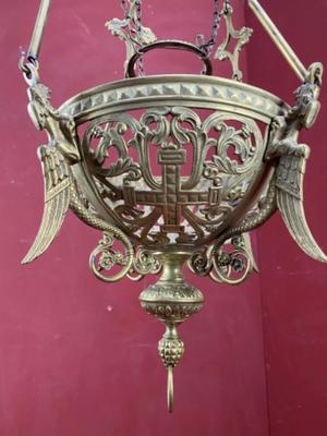 Sanctuary Lamp style Romanesque - Style en Brass / Bronze / Gilt, France 19 th century ( Anno 1890 )