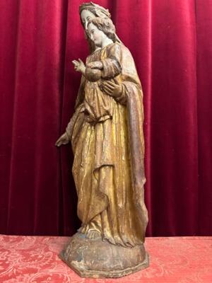 St. Mary With Child Sculpture. style Romanesque - Style en Hand - Carved Wood , France 18 th century