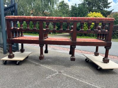 Very Rare Bench style Romanesque - Style en Oak / Fabrics, Belgium  19 th century ( Anno 1865 )