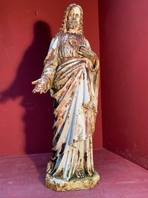 Sacred Heart Cast Iron Statue  en Iron, France 19th century