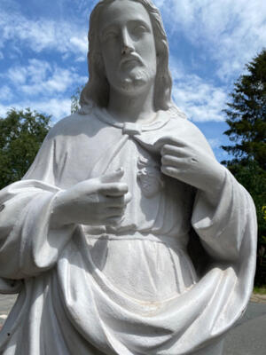Sacred Heart Statue Suitable For Outdoor en Cast - Iron, France 19 th century
