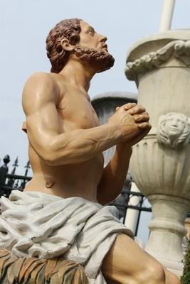 Saint Job Statue en hand - carved wood / polychrome , France 19th century