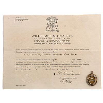 1  Saint Urusula, Virgin And Martyr (Patron Saint Of Cologne) With Original Document