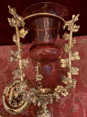 Sanctuary Lamp en Brass / Bronze / Glass / Polished and Varnished, France 19th century