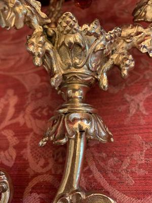 Sanctuary Lamp en Brass / Bronze / Glass / Polished and Varnished, France 19th century
