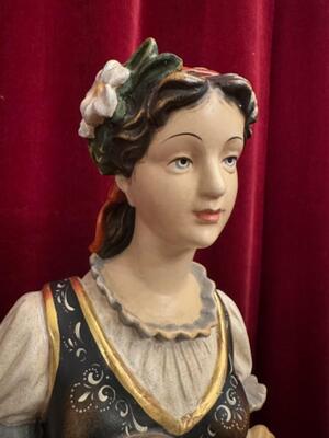 Sculpture Allegory Summer  en Hand - Carved Wood Polychrome , Italy  20 th century