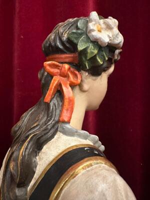 Sculpture Allegory Summer  en Hand - Carved Wood Polychrome , Italy  20 th century