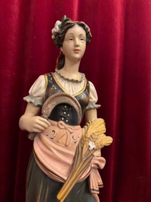 Sculpture Allegory Summer  en Hand - Carved Wood Polychrome , Italy  20 th century