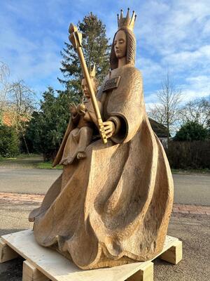 Sedes Sapientiae / St. Mary With Child en Hand - Carved Wood , Netherlands  20 th century ( Anno 1950 )