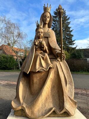 Sedes Sapientiae / St. Mary With Child en Hand - Carved Wood , Netherlands  20 th century ( Anno 1950 )