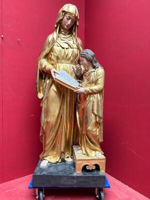 St. Anne Sculpture  en Wood  / gold-leaf covered., France 19 th century