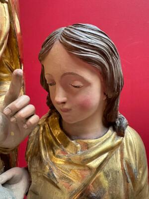 St. Anne Sculpture  en Wood  / gold-leaf covered., France 19 th century