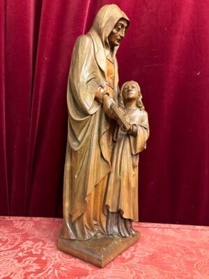 St. Anne Sculpture Signed : Hj en Hand - Carved Wood Oak, Netherlands  20 th century ( Anno 1910 )