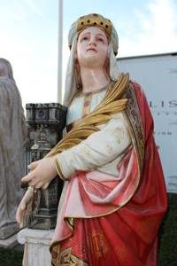 St. Barbara Statue  en PLASTER POLYCHROME, Belgium 19th century
