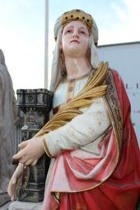 St. Barbara Statue  en PLASTER POLYCHROME, Belgium 19th century