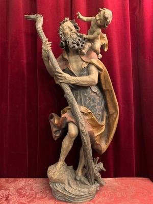 St. Christophorus  en wood polychrome, Southern Germany 20th century