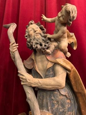 St. Christophorus  en wood polychrome, Southern Germany 20th century