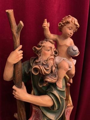 St. Christophorus Total Height 84 Cm.  en Wood, Southern Germany 20th Century