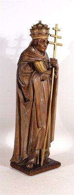 St. Cornelius Sculpture  en Hand Carved Wood, Netherlands  20 th century ( Anno 1920 )