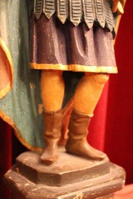 St. Donatus Statue en hand-carved wood polychrome, France 19th century