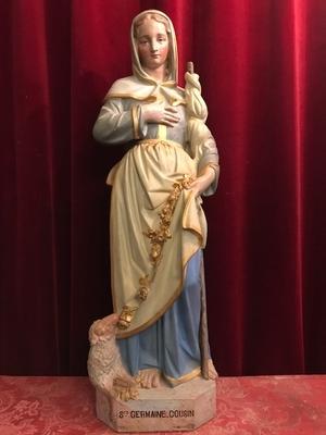 St. Germaine Statue en Terra-Cotta polychrome, France 19th century ( anno 1895 )