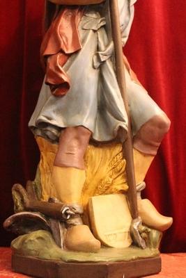 St. Isidorus en plaster polychrome, Dutch 19th century