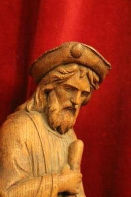 St. Jacobus  De Compostella  en hand-carved wood Oak, France 19th century ( anno about 1870 )