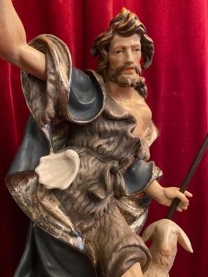 St. John The Baptist en hand-carved wood polychrome, Southern Germany 20th Century