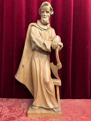 St. Joseph Sculpture  en Hand - Carved Wood , Italy  20 th century ( Anno 1950 )