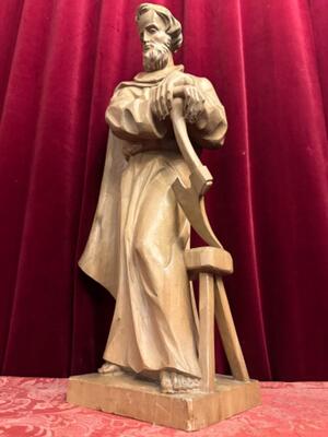 St. Joseph Sculpture  en Hand - Carved Wood , Italy  20 th century ( Anno 1950 )