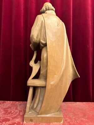 St. Joseph Sculpture  en Hand - Carved Wood , Italy  20 th century ( Anno 1950 )