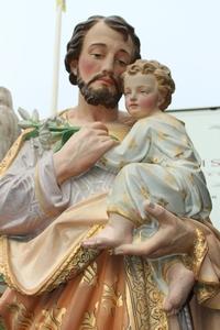 St. Joseph Statue en Terra-Cotta polychrome, France 19th century