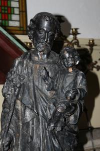St. Joseph Statue With Child en Cast Iron, France 19th century