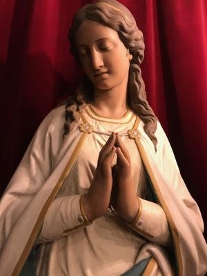 St. Mary Statue en plaster polychrome, Belgium 19th century ( anno 1890 )