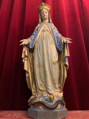St. Mary Statue en Terra-Cotta polychrome, France 19th century ( anno 1890 )