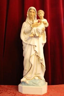 St. Mary Statue en plaster polychrome, Belgium 19th century ( anno 1925 )