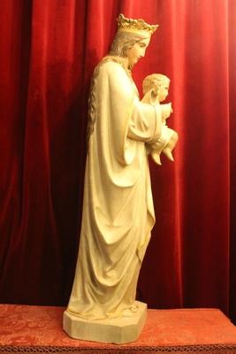 St. Mary Statue With Child en Terra-Cotta polychrome, France 19th century