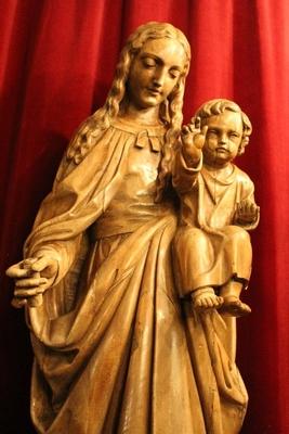 St. Mary With Child en hand-carved wood , Dutch 19th century ( anno 1835 )