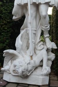St. Michael Statue en Terra-Cotta, France 20 th century