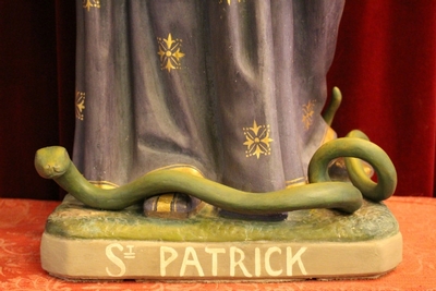 St. Patrick Statue en plaster polychrome, 19th century ( 1870)