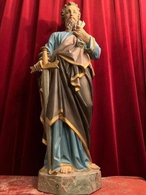 St. Paul Statue en Terra-Cotta polychrome, France 19th century ( anno 1890 )