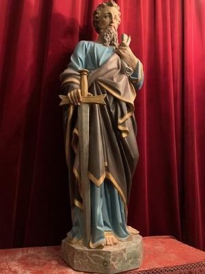 St. Paul Statue en Terra-Cotta polychrome, France 19th century ( anno 1890 )