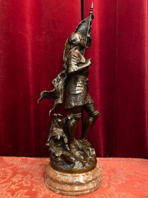 Statue Jeanne D'Arc Louis Gossin : 1846 - 1928. en Bronze / Marble, Paris France 19 th century