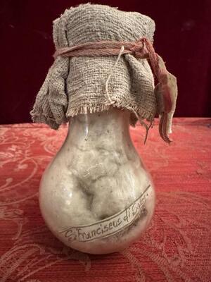 Very Rare Glass-Bulb-Reliquary Ex Ossibus St. Francis De Sales en Glass / Originaly Sealed / Fabrics, Italy  18 th century ( Anno 1790 )