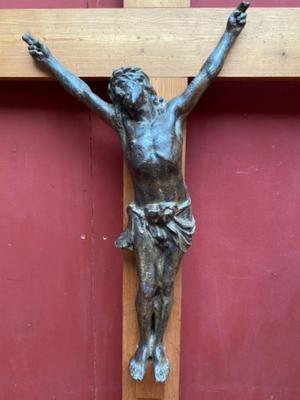 Wooden Cross With Cast Iron Corpus en Wooden Cross / Cast Iron Corpus, Belgium 19 th century