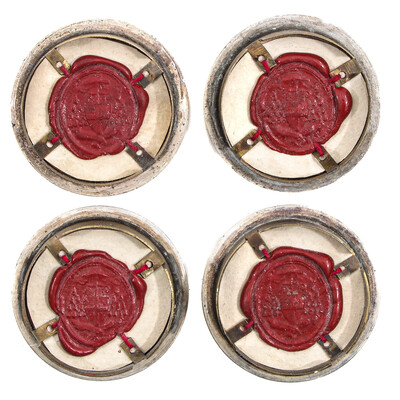 Reliquary - Relics 12 Apostles en Brass / Glass / Wax Seal, Belgium  19 th century