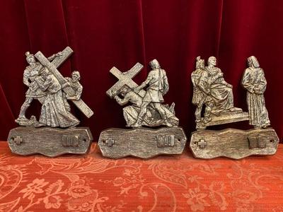 Stations Of The Cross style Art Nouveau  en Bronze Silver Plated, Belgium 20th Century