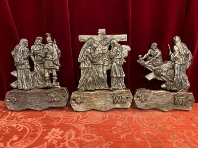 Stations Of The Cross style Art Nouveau  en Bronze Silver Plated, Belgium 20th Century