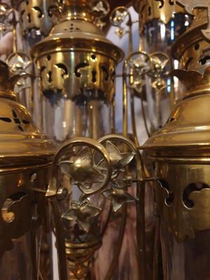 Matching Procession - Lanterns style Gothic - Style en Brass / Bronze / Glass, Belgium  19 th century ( Anno 1885 )