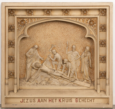 Stations Of The Cross  style Gothic - Style en Plaster, Belgium  19 th century